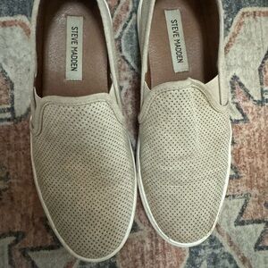 Steve Madden Beige Perforated Loafers
